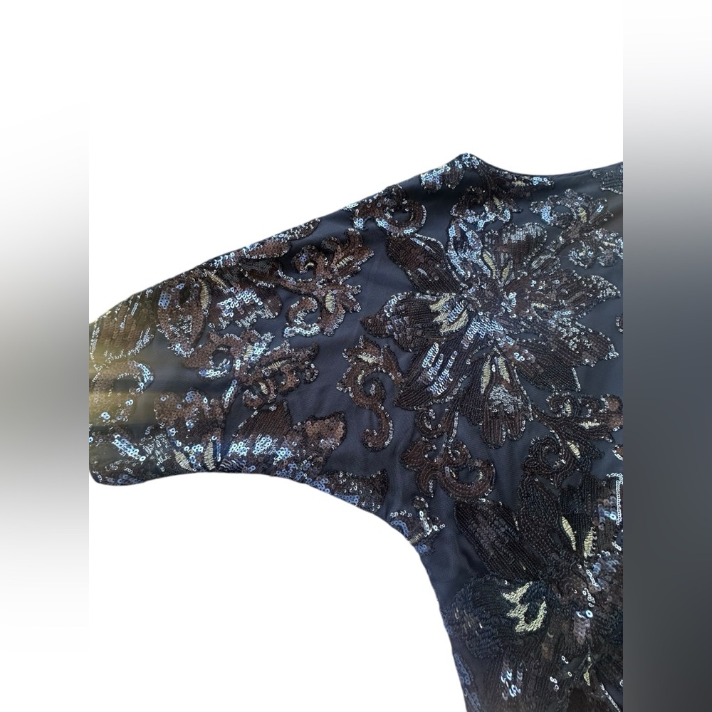 MSK Women’s Floral Sparkly Sequin Dark Blue Formal Blouse Size XL - Picture 6 of 7